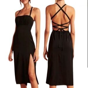 Abercrombie & Fitch Black Backless Midi Dress
